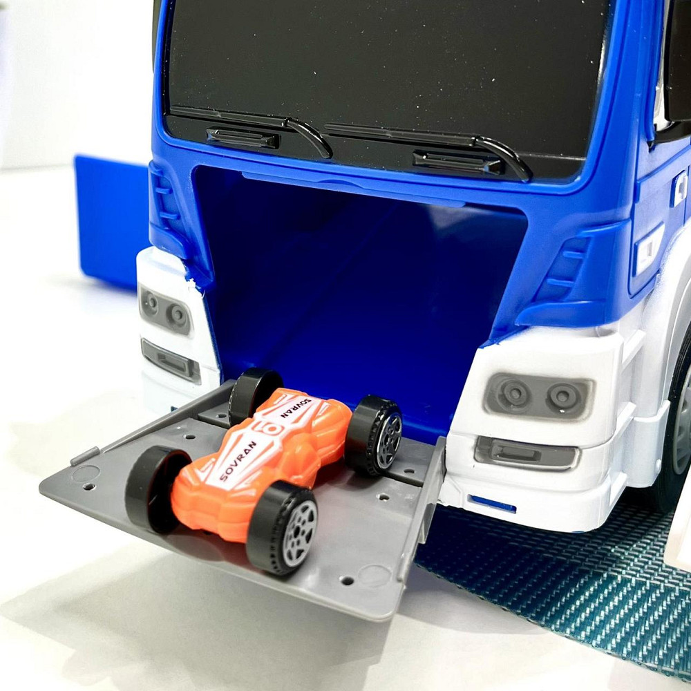 Трейлер ігровий гараж 2в1 інерційний з машинками звук світло поліція Синій (660-S17-18) Чернігів - фото 10