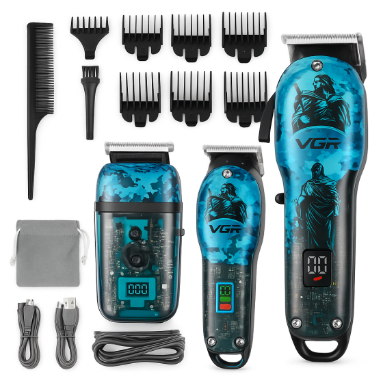 Професійний тример з набором насадок, Бездротова акумуляторна машинка для стрижки волосся OE-73 Київ