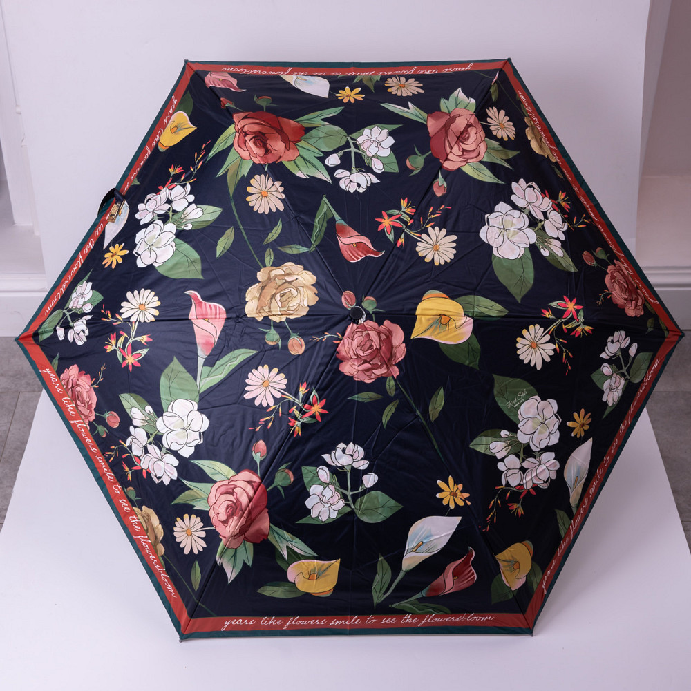 Yiwu Парасолька механічна елегантна з принтом міцна надійна з поліестеру діаметр 99 см Чорний H Коломия - фото 1