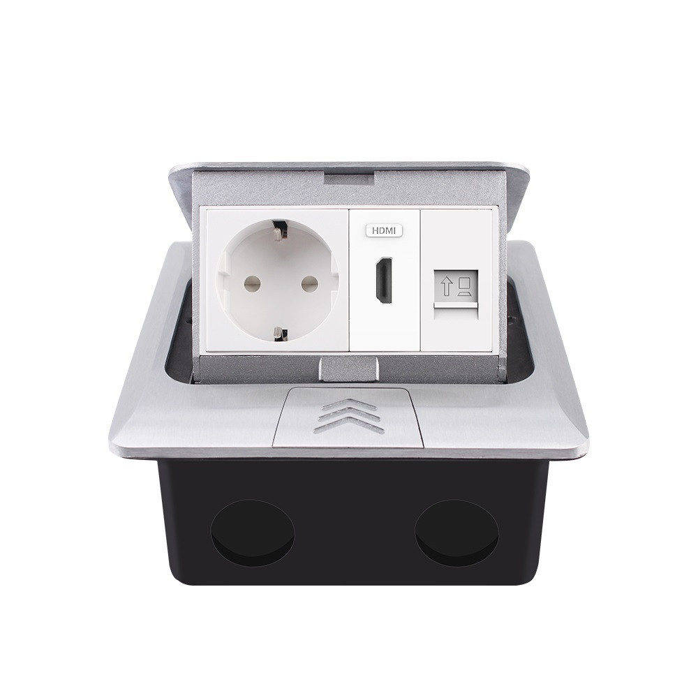 LIVOLO Розетка підлогова подвійна LIVOLO срібна, вбудована у підлогу, з HDMI, інтернет RJ-45, д Коломия - фото 3