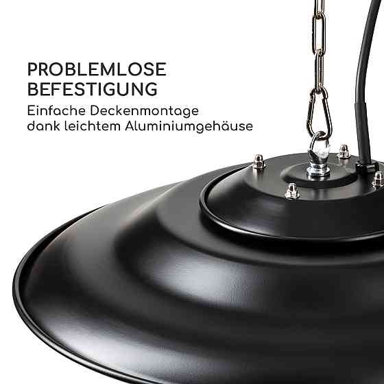 Інфрачервоний стельовий нагрівач Hitzkopf Галогенна нагрівальна трубка 2 рівні 750/1500 Вт Чорний Рівне