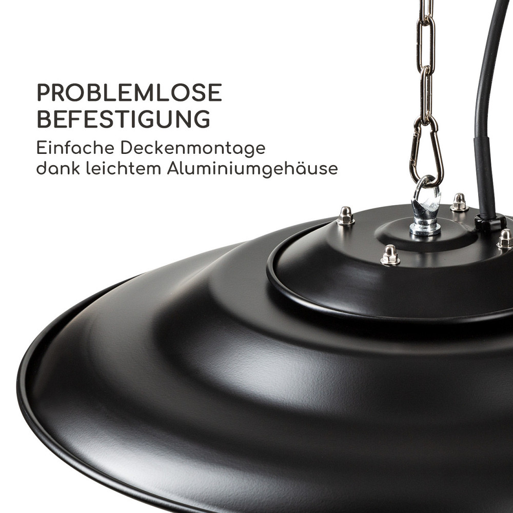 Инфракрасный потолочный обогреватель Hitzkopf Галогенная нагревательная трубка 2 уровня 750/1500 Вт Черный Ровно - изображение 6