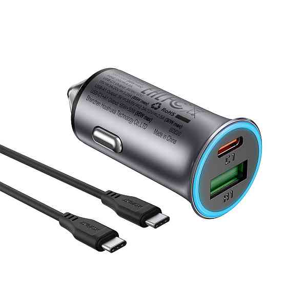 Автомобильное зарядное устройство ACEFAST B16 95W (USB-A+USB-C) dual port metal car charger set (P5) Metal Gray Киев