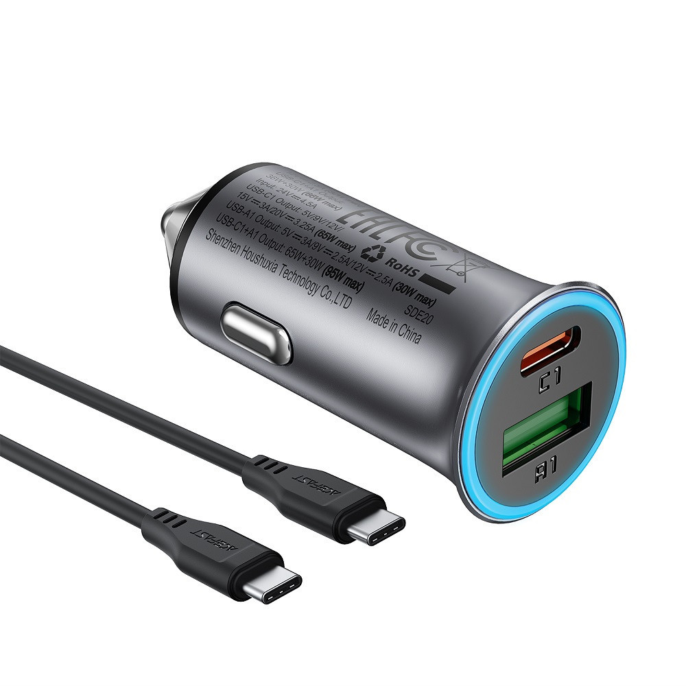Автомобильное зарядное устройство ACEFAST B16 95W (USB-A+USB-C) dual port metal car charger set (P5) Metal Gray Киев - изображение 3