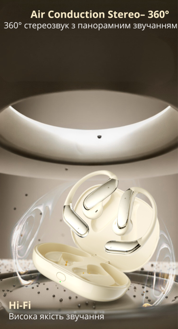 Бездротові навушники з вбудованим перекладачем, з шумозаглушенням, сенсорні з просторовим аудіо, Bluetooth, Type-C, золотисті Кам'янець-Подільський - фото 3