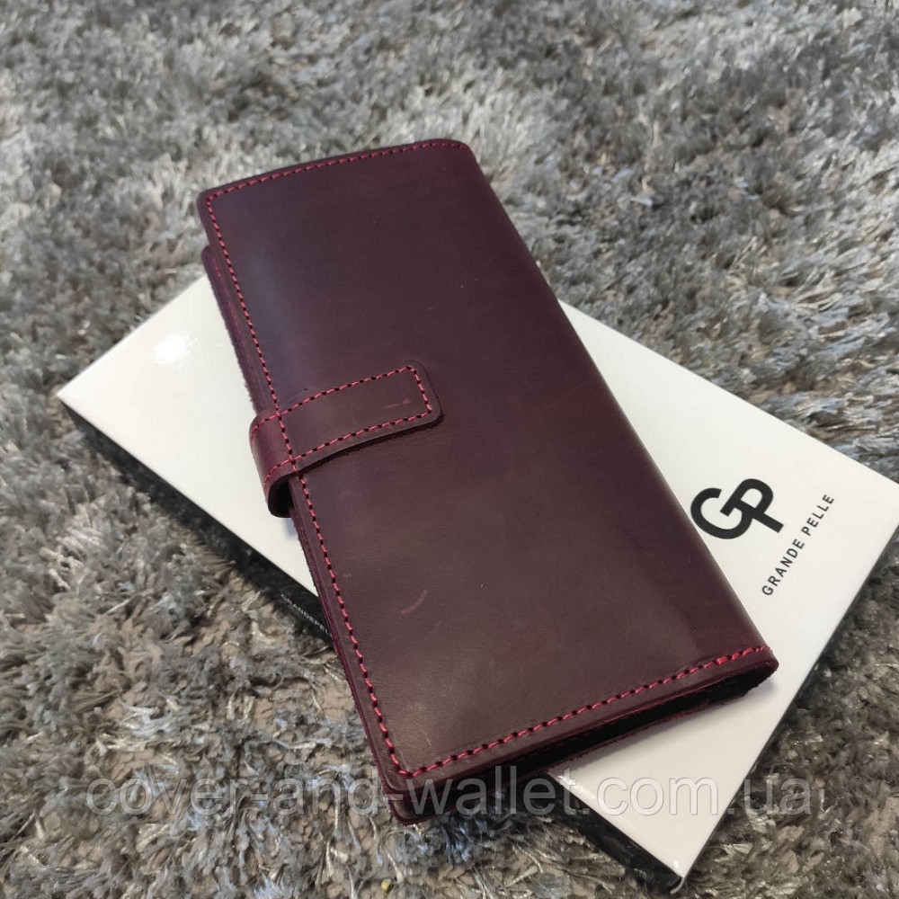 Тонкий жіночий гаманець купюрник з натуральної шкіри (Бордовий) Grande Pelle Anet 523161 Київ - фото 5