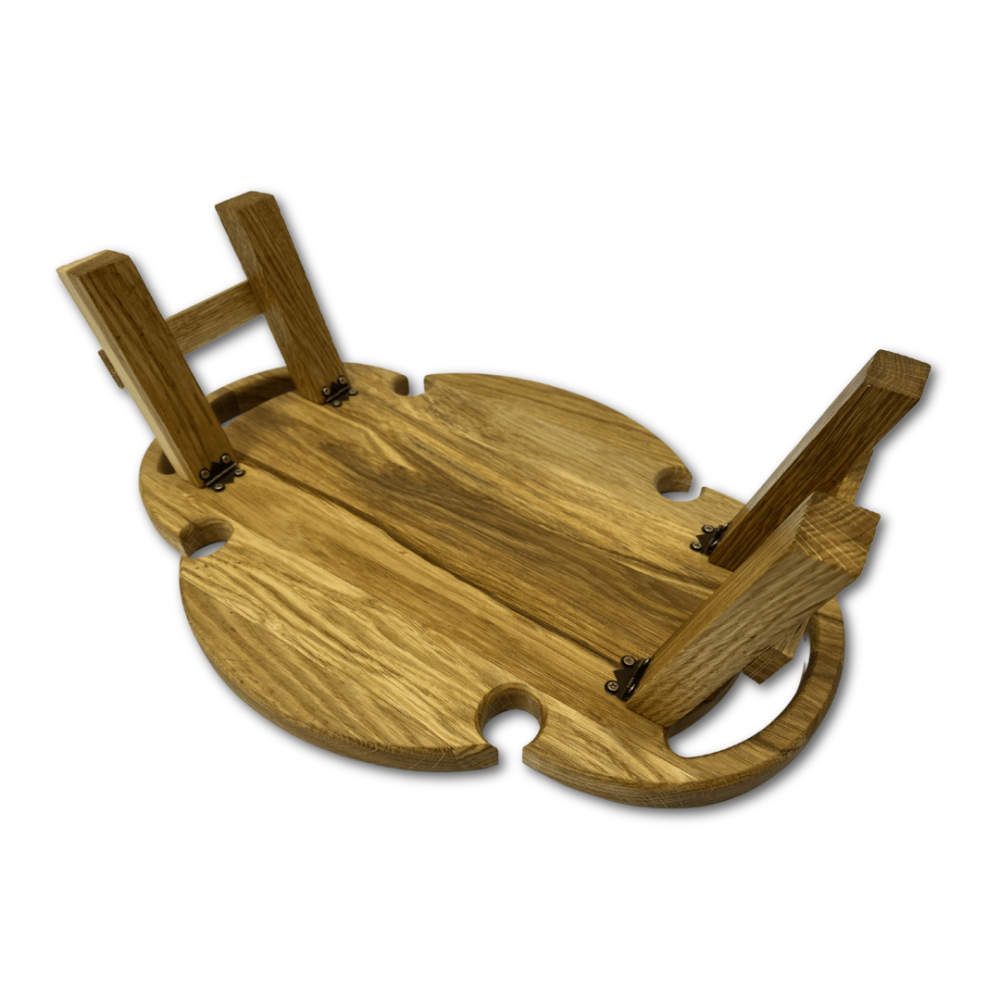 Винный столик из ясеня, поднос складной овальный поднос 44×30см с ножками и держателями для 4 бокалов Каменец-Подольский - изображение 7