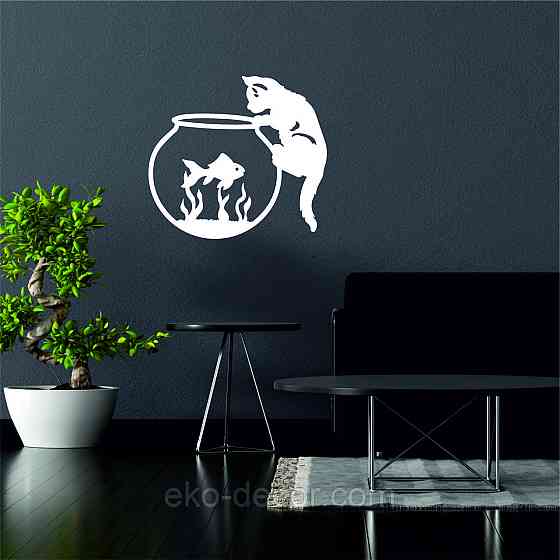 Декоративное настенное Панно «Кот» Декор на стену 50*45 см, Белый Киев