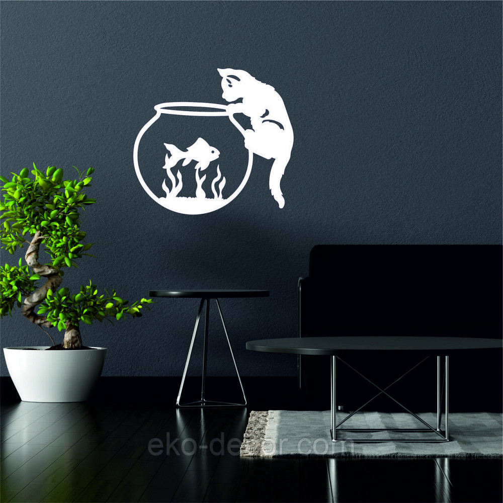 Декоративное настенное Панно «Кот» Декор на стену 50*45 см, Белый Киев - изображение 5