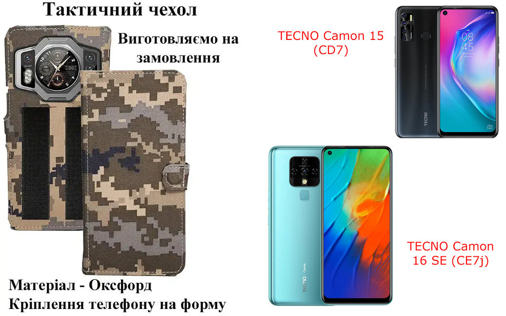 Тактический чехол для Realme 11, Realme 11 5G, Realme 11x 5G, крепится к снаряжению на липучке Киев - изображение 1