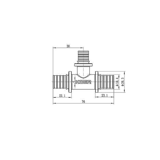 Трійник перехідний Koer KA.T20-16-20 - 20(2.8mm) x 16(2.2mm) x 20(2.8mm) (KR4888) Київ