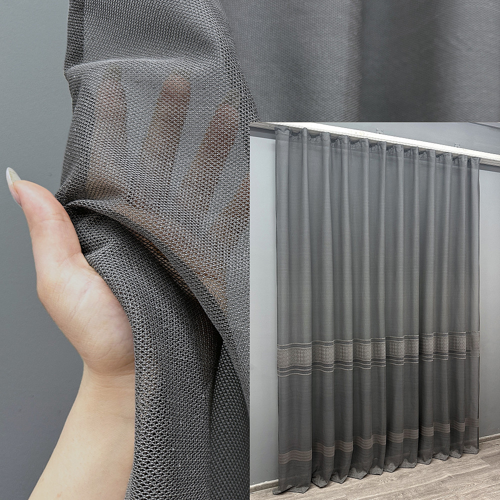 Тюль VR-Textil 1641т Greta Жаккард Графитовый 300х270 см (42-0603) Киев - изображение 1