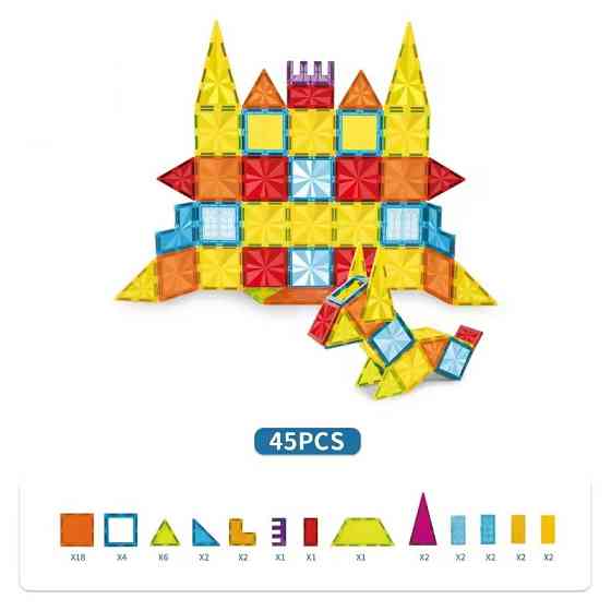 Конструктор магнитный детский на 45 деталей CJ-4077287 Каменец-Подольский
