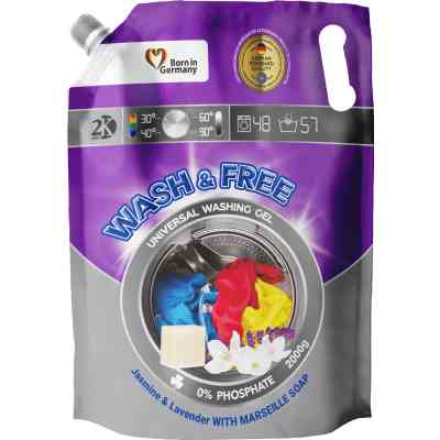 Гель для прання Wash&amp;Free Жасмін та Лаванда з Марсельським милом 2 кг (4262396141873) Вінниця