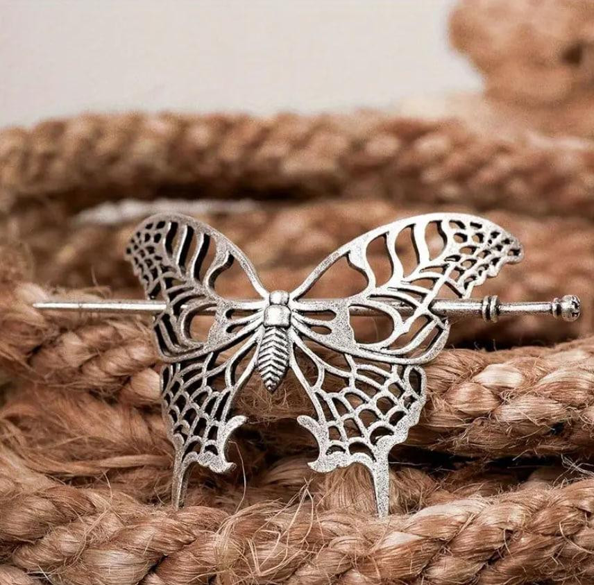 Серебристая шпилька для волос “Бабочка” в готическом стиле. Киев - изображение 3