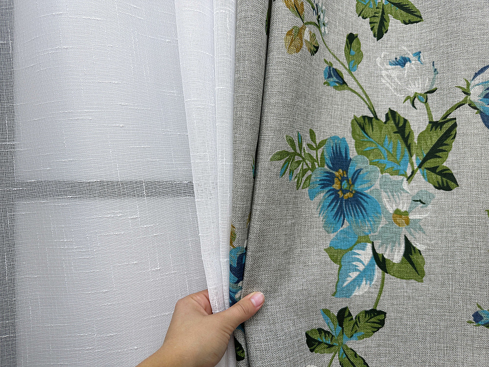 Комплект штор VR-Textil Лен Прованс 150х270 2шт и Тюль 400х270 2082ш-115т Разноцветный с белым 71-217/3 Киев - изображение 8