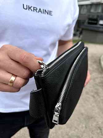 Сумка поясная (бананка) Tiding Bag (14 х 25 х 8 см) из натуральной кожи Черный Киев