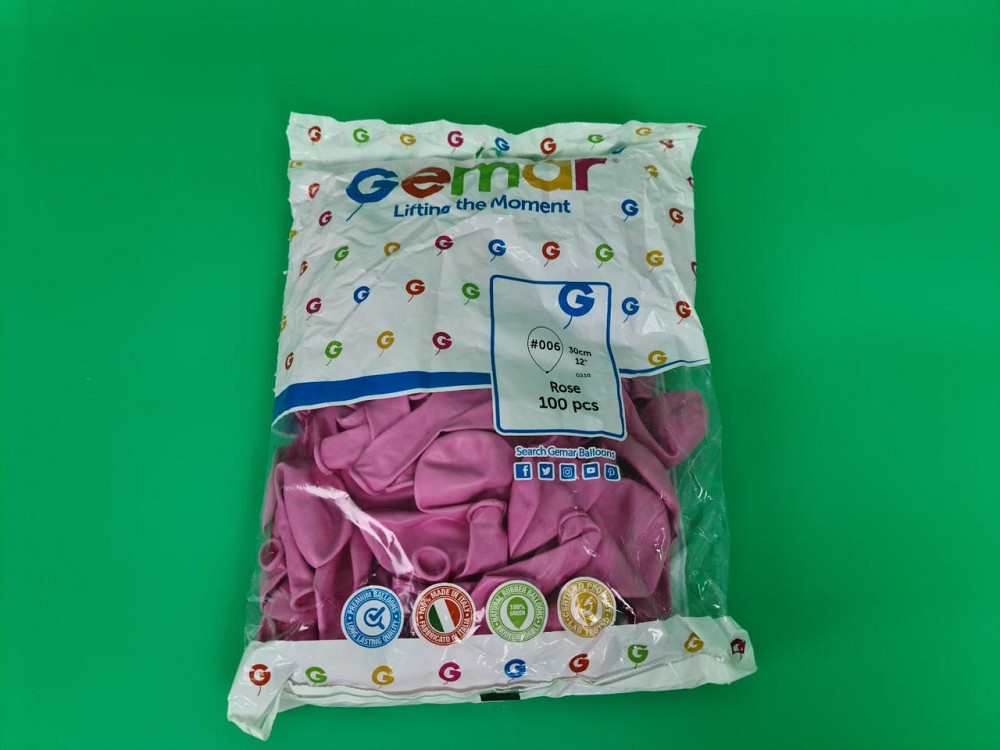 Повітряні кульки 12" (30 см) пастель рожевий 100 шт Gemar (1 пачка) Харків - фото 1