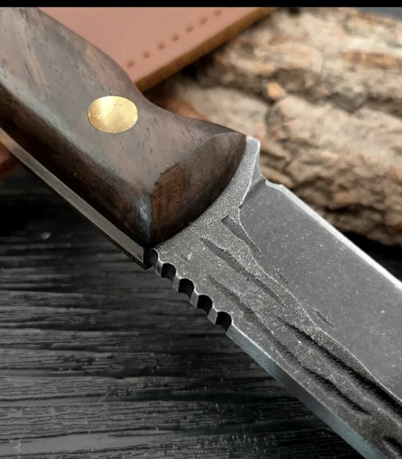 Походний ніж, ніж для полювання, рибацький ніж, ніж для кемпінга та природи, 20 см, нержавіюча сталь, коричневий Київ - фото 8