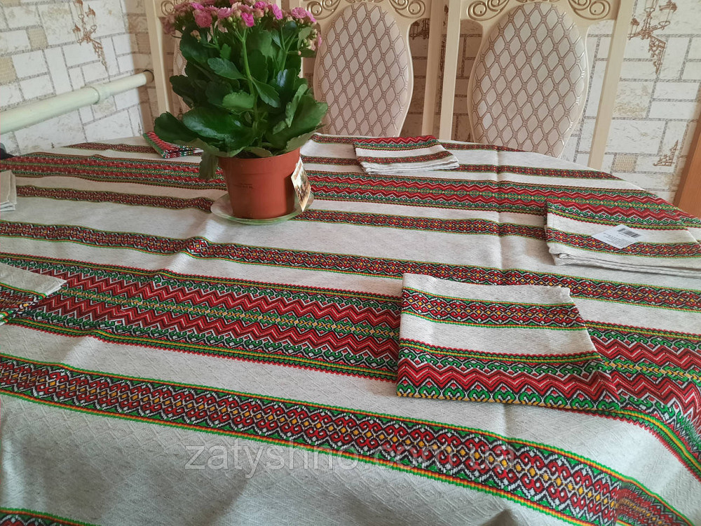 Вишита скатертина з серветками на великий стіл Київ - фото 5