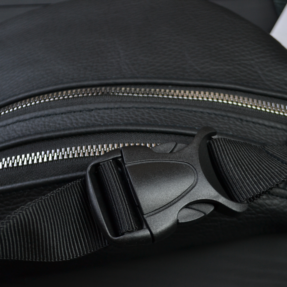 Поясна сумка чоловіча без принта, Бананка шкіряна чоловіча, Бананка чорна з натуральної шкіри BL-96 Львів - фото 13