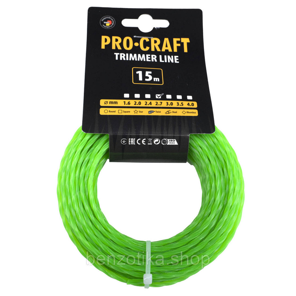 Волосінь спіраль Procraft 2.7мм 15м Київ - фото 1