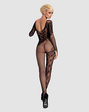 Бодистокинг Obsessive Bodystocking F210 S/M/L black, рукава-митенки, сетка, цветное кружево Sex Aura Киев