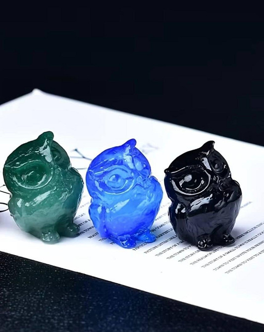 Сова з обсидіану 3,5 см фігурка камінь декоративна Київ - фото 2