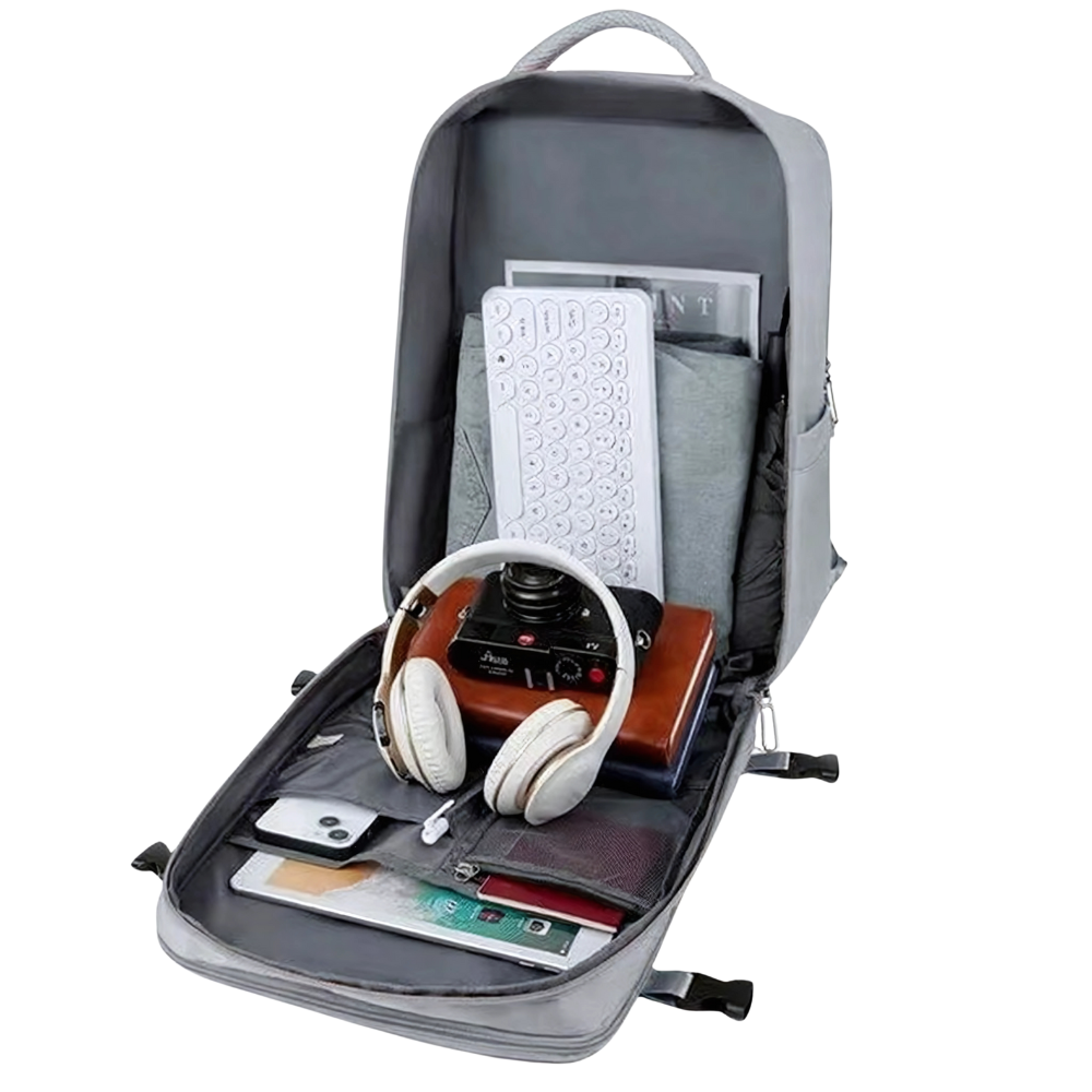 Рюкзак городской для путешествий дорожный с влагозащитой с портом для заряки 40х20х25 см,серый Каменец-Подольский - изображение 6