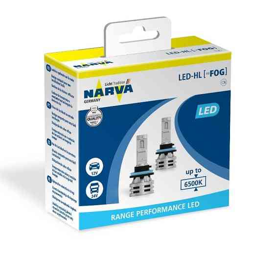 Комплект светодиодных ламп Narva 18036 H8/H11/H16 12/24v 6500K X2 24W PGJ19-2 RPL Range Performance LED FOG Харьков