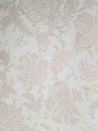 Шпалери флізелінові еко Rasch Sophia 0.53х10 рослинний принт квіти листя срібло бежеві на світло-сірому 3д Київ