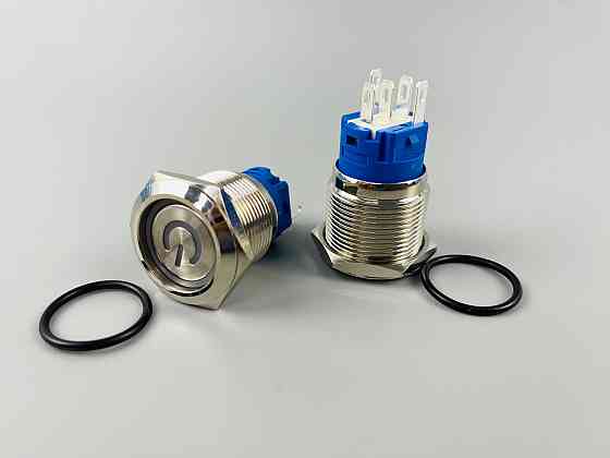 Кнопка OFF-ON (з фіксацією), із синьою led-підсвіткою 12-24 V, 19 мм — діаметр, 5 ніжок Мукачево