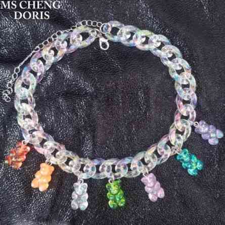 Украшения с мармеладными мишками с перламутром - длина 30см (+9см), смола, цинковый сплав, пластик Киев