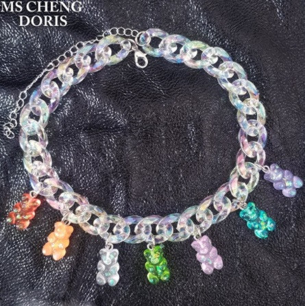 Украшения с мармеладными мишками с перламутром - длина 30см (+9см), смола, цинковый сплав, пластик Киев - изображение 1