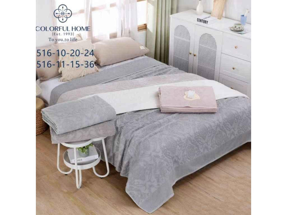 Простирадло 150*200 махра арт.516-11 сірий ТМ COLORFULHOME Київ - фото 1