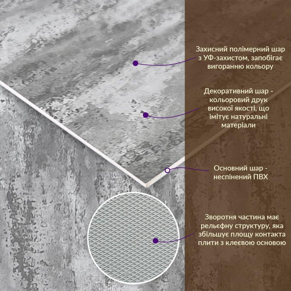 Декоративная ПВХ плита 600х600х3мм Платиновый мрамор (S) SW-00001632 Киев - изображение 2