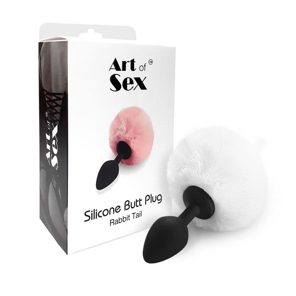 Силиконовая анальная пробка М Art of Sex - Silicone Bunny Tails Butt plug White, диаметр 3,5 см Sex Aura Киев - изображение 3