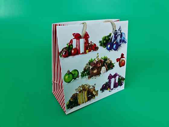 Новогодние, бумажные ,подарочные  пакеты с ручкой Чашка 16/16/8-018 (12 шт) Харьков