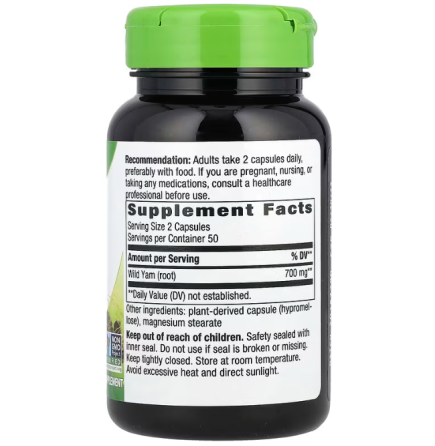 Дикий ямс Nature's Way Wild Yam 700 мг 100 веганських капсул Київ