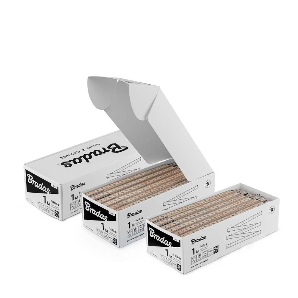 Лінійка розкладна, дерево, 1м, пружина, DIY-MFW11WD/24BOX Київ - фото 5