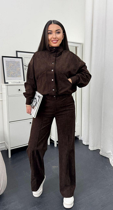 Жіночий стильний повсякденний костюм-двійка бомбер + штани Шоколад, 42/44 Одеса - фото 10