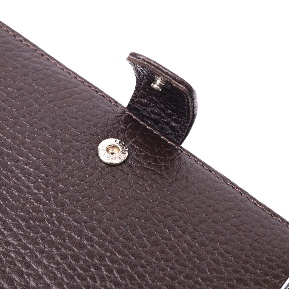 Вертикальное мужское портмоне с хлястиком из натуральной кожи KARYA 21192 Коричневый Киев - изображение 5