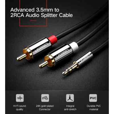 Кабель мультимедійний 3.5mm M to 2xRCA M 1.0m AV116 black Ugreen (10749) Вінниця