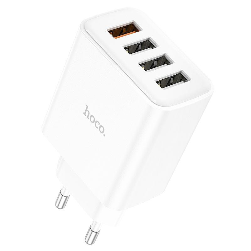 Мережевий зарядний пристрій HOCO C102A Fuerza QC3.0 four-port charger 18W White Київ - фото 1