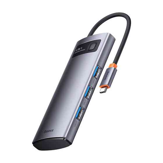 USB-хаб Baseus Metal Gleam Series 4-in-1 Multifunctional Type-C HUB Docking Station Gray（Type-C to USB3.0*4） Одесса