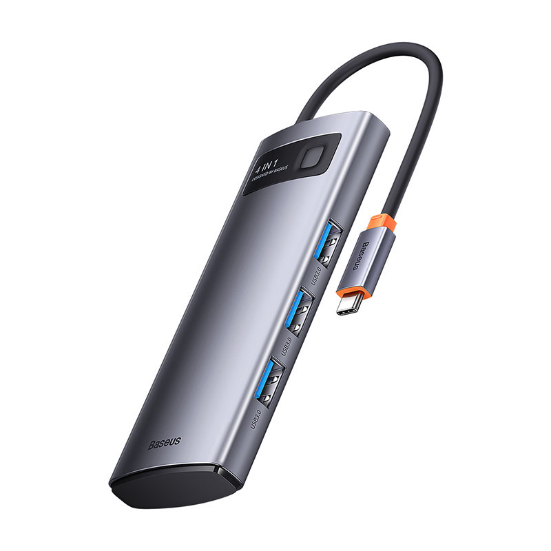 USB-хаб Baseus Metal Gleam Series 4-in-1 Multifunctional Type-C HUB Docking Station Gray（Type-C to USB3.0*4） Одеса - фото 5