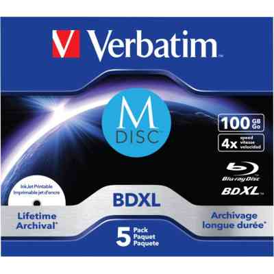 Диск BD Verbatim DL 100GB 4x Lifetime archival M-Disc 5шт Jewel (43834) Вінниця