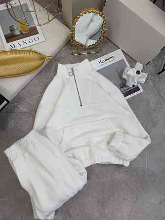 Женский теплый прогулочный костюм двойка из двухстороннего флиса Молочный, 48/52 Одесса