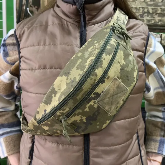 Тактична поясна сумка-бананка Піксель (чорний, олива, койот, піксель і мультикам) Піксель ЗСУ, Poly-Cordura 900D Запоріжжя
