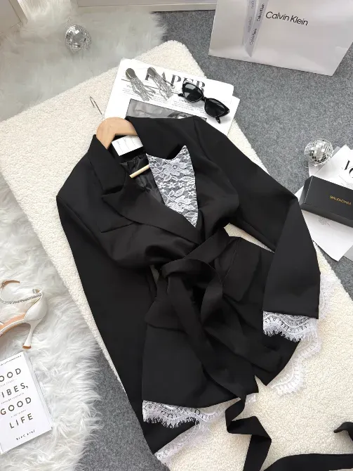 Жіночий піджак з мереживом коричневий білий чорний Одеса - фото 7